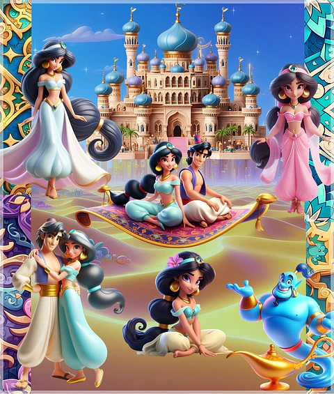 Kit Digital Aladdin e Jasmine 3d 4
