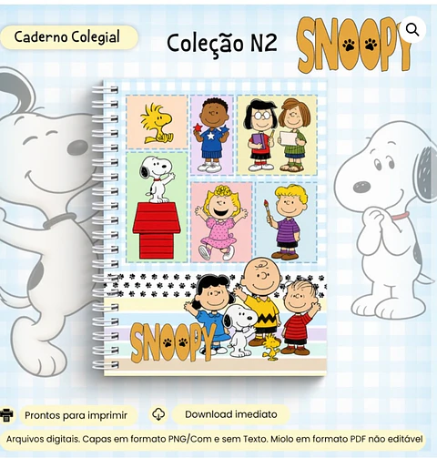 Encadernação - Caderno Colegial Colecão Snoopy N2