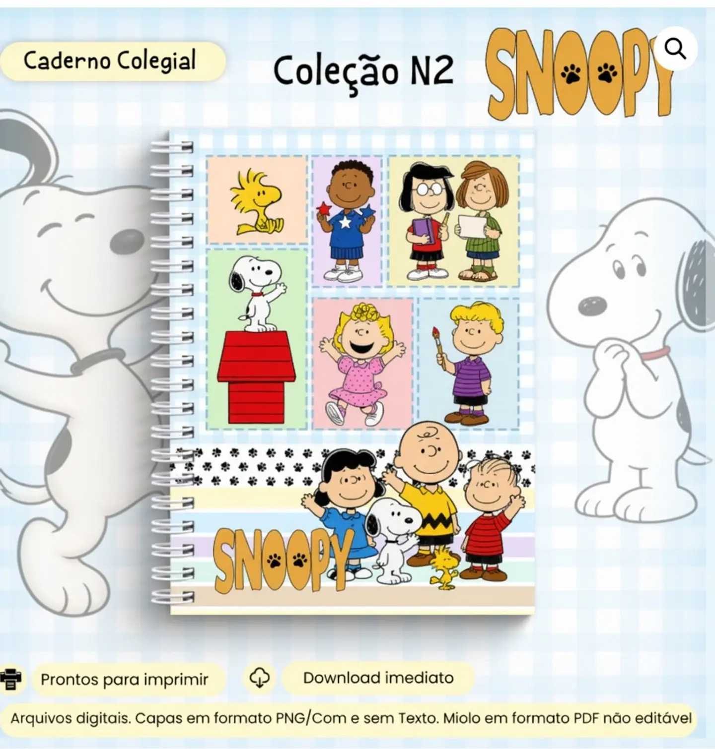Encadernação - Caderno Colegial Colecão Snoopy N2 1