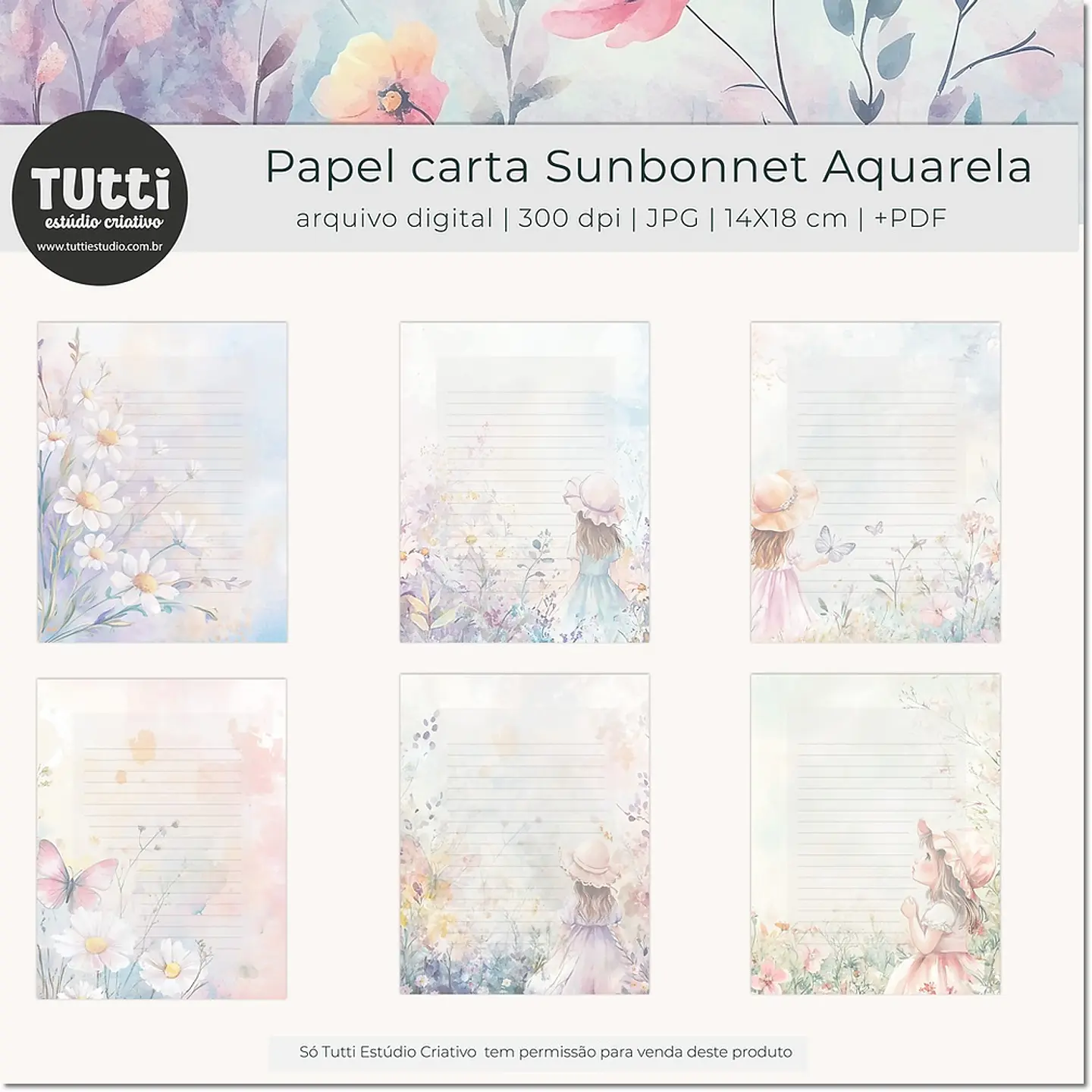 Kit Digital Papel Carta Sunbonnet 24 1