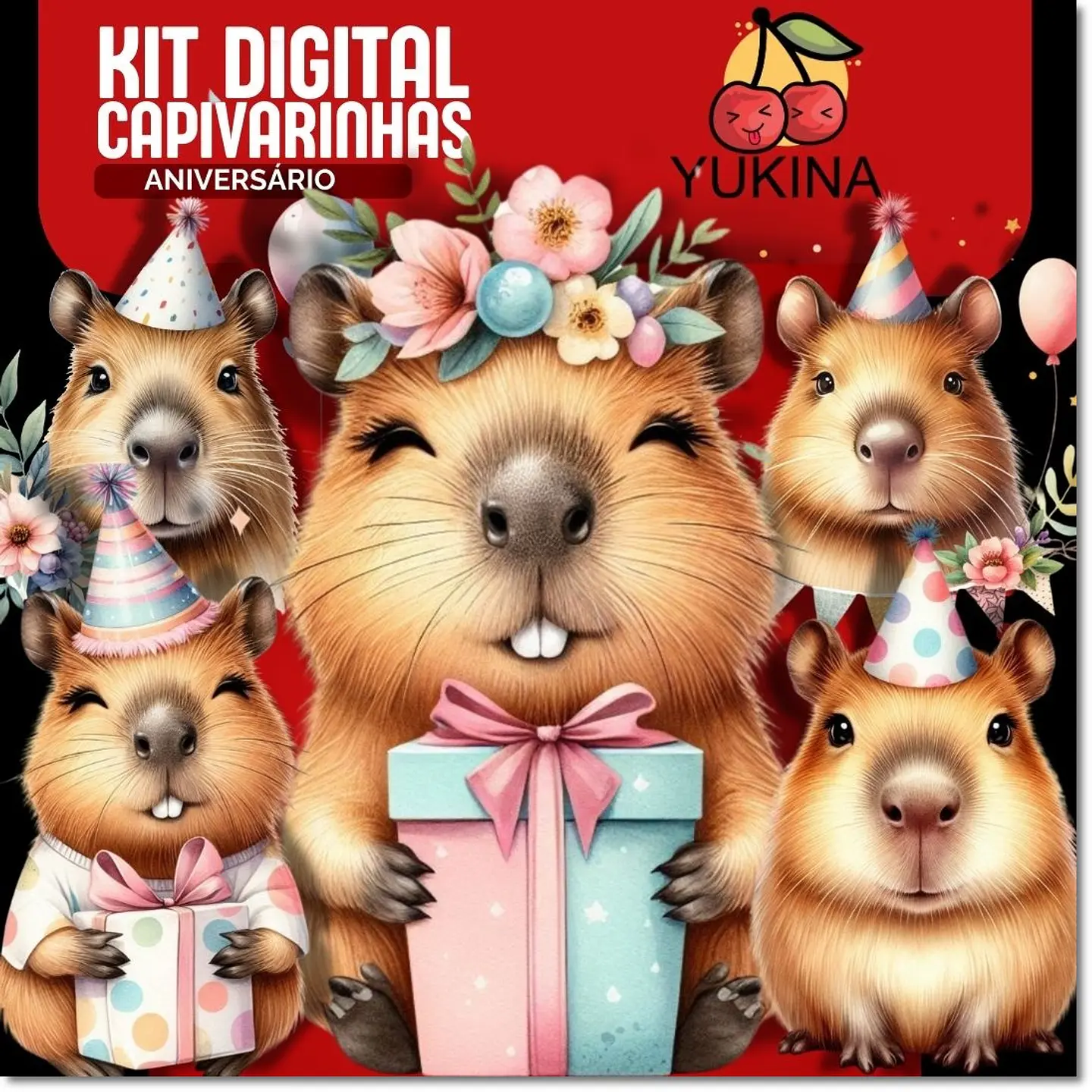 Kit Digital Capivaras Aniversário 8 1