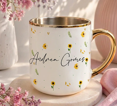Sublimação Caneca - Floral Amarelo 2