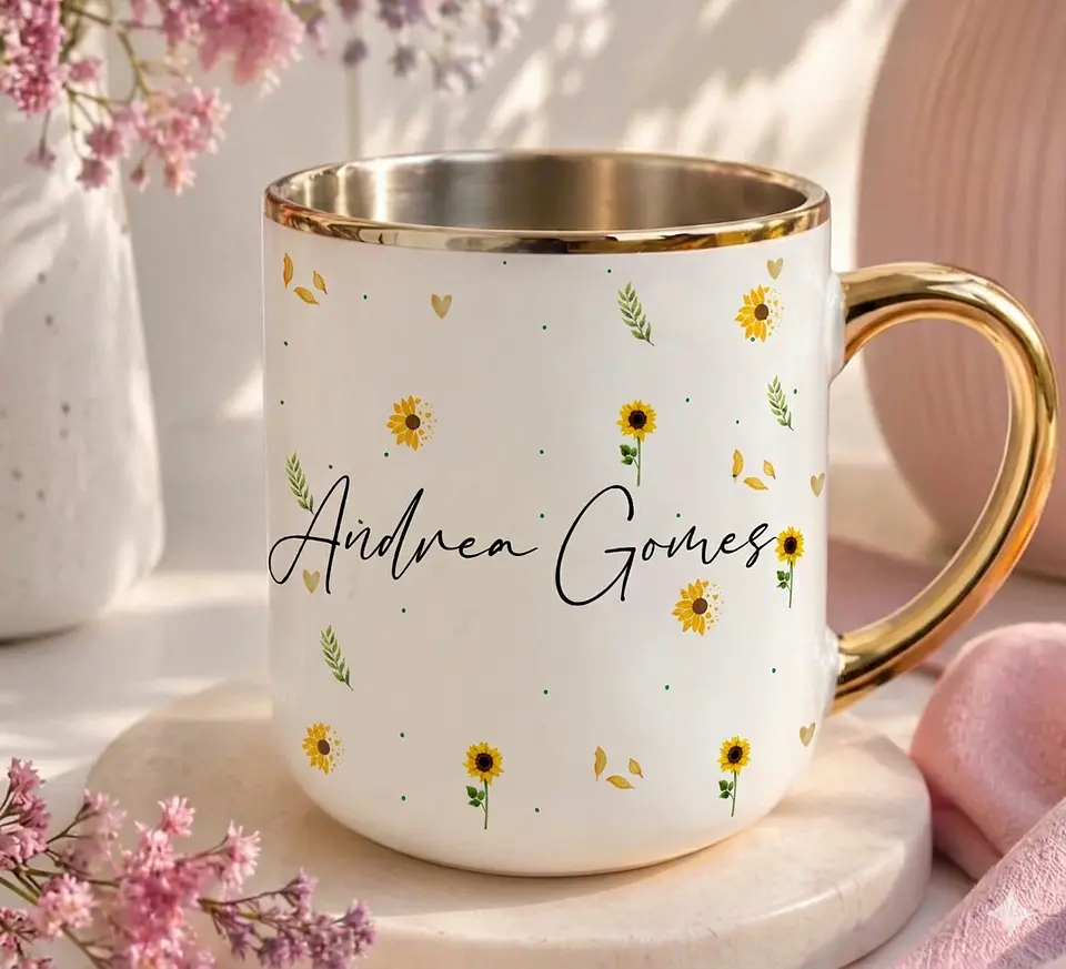 Sublimação Caneca - Floral Amarelo 2 1