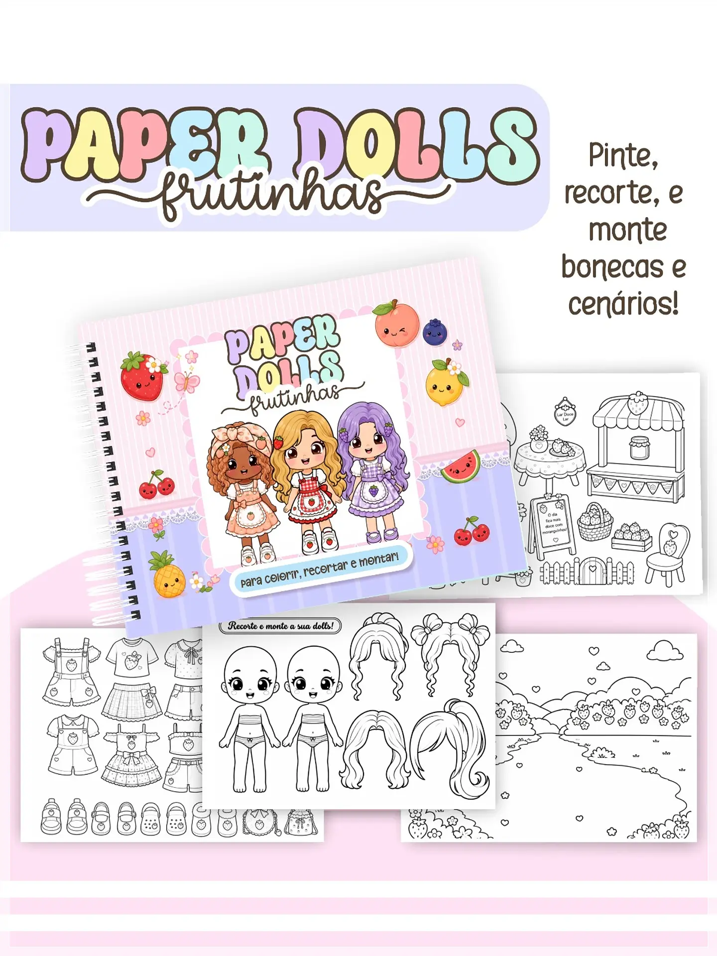 Encadernação - Paper Dolls colorir Frutinhas 1