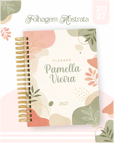 Encadernação - Agenda , Bloquinho , Calendário e Planner Folhagem Abstrata