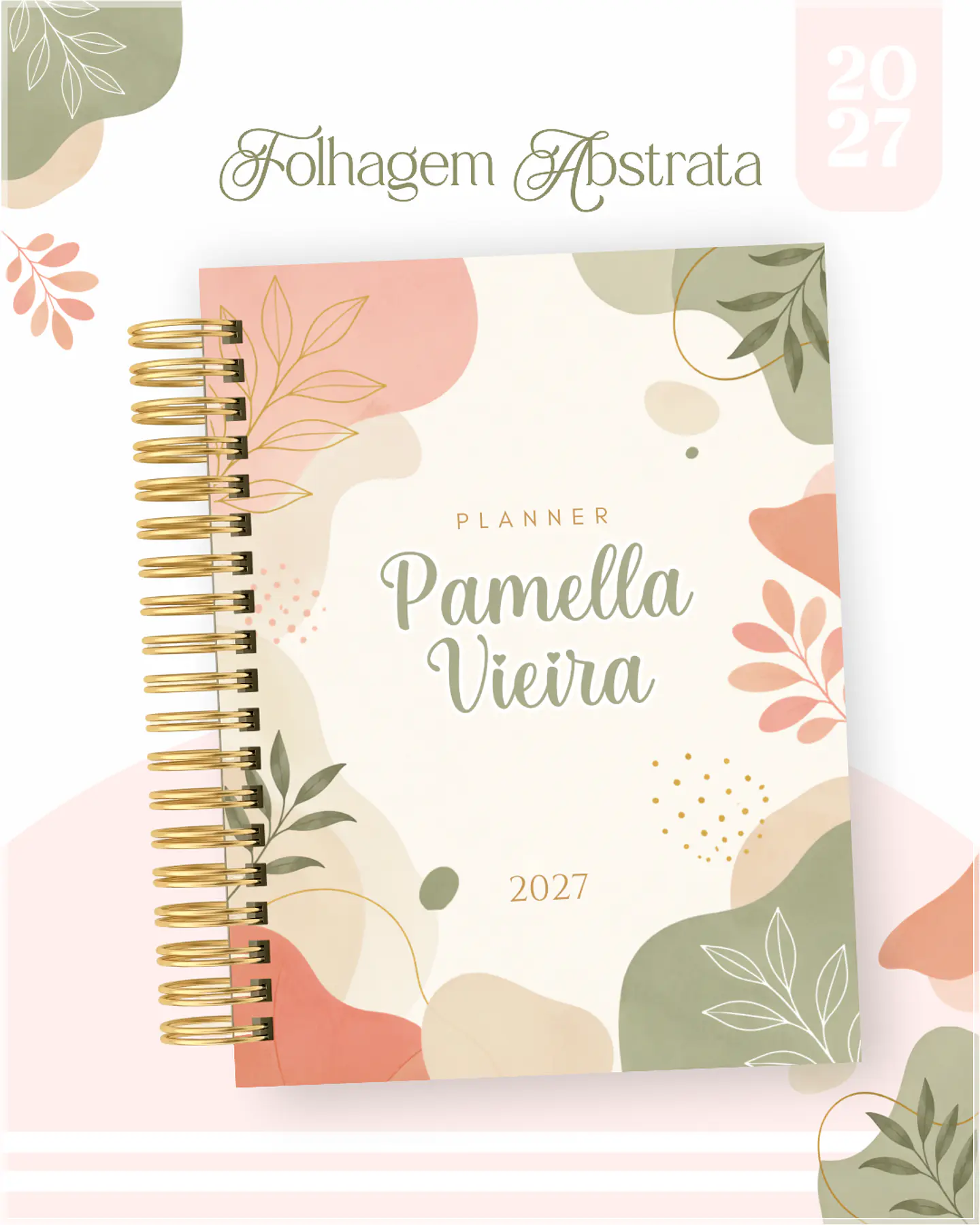 Encadernação - Agenda , Bloquinho , Calendário e Planner Folhagem Abstrata 1