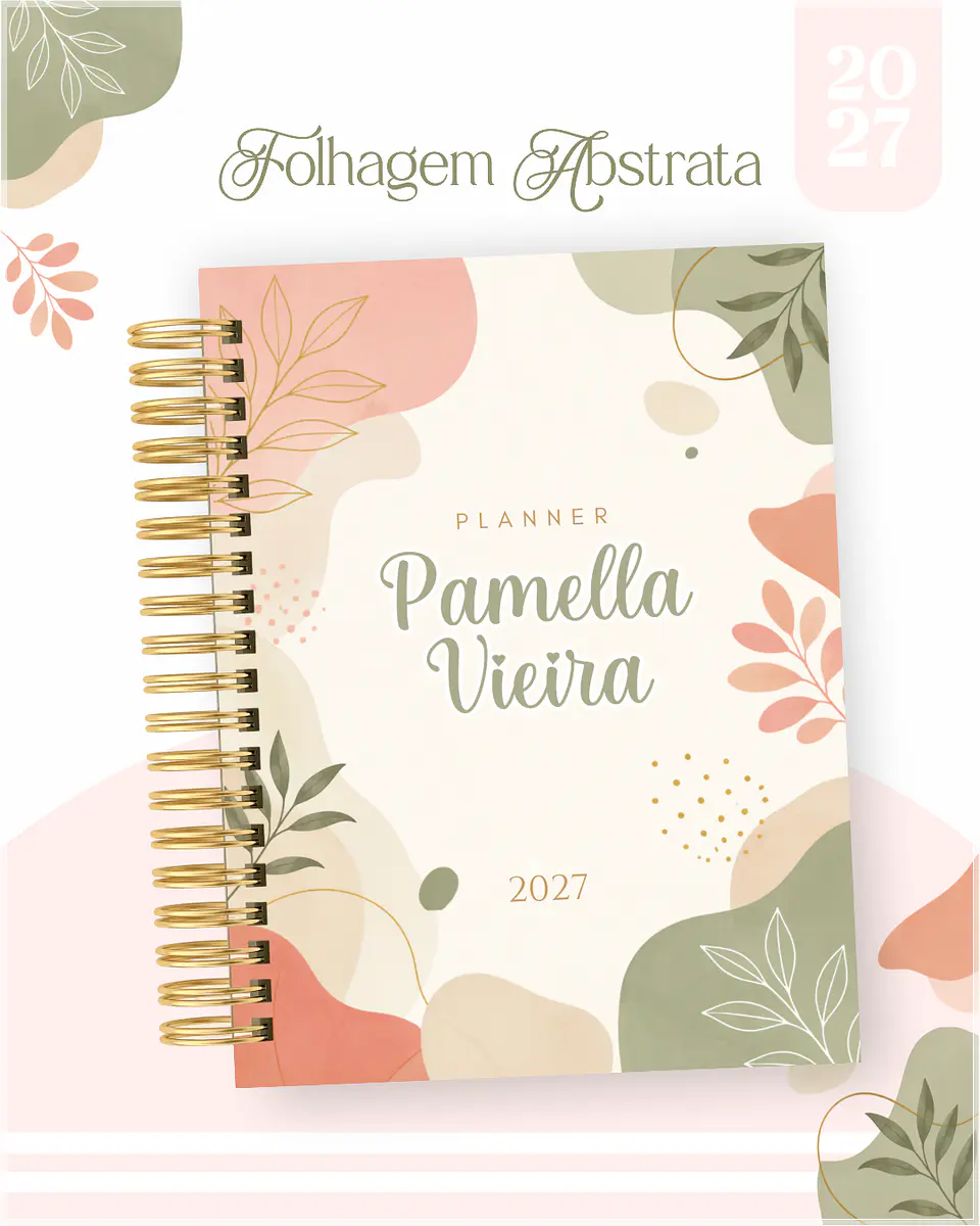 Encadernação - Agenda , Bloquinho , Calendário e Planner Folhagem Abstrata 1