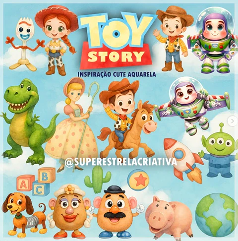 Kit Digital Toy Story Cute Aquarela 68