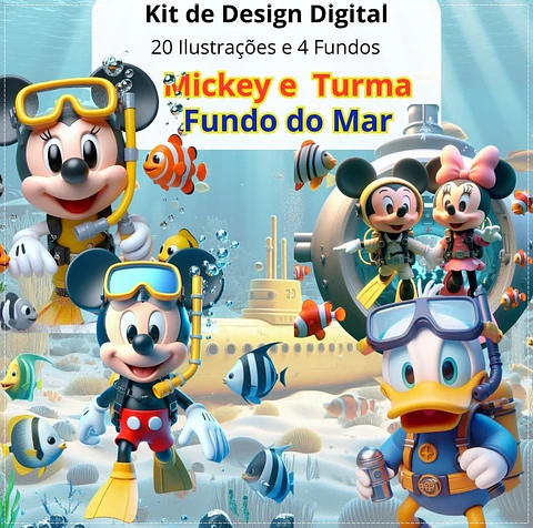 Kit Digital Michey Fundo do Mar 19