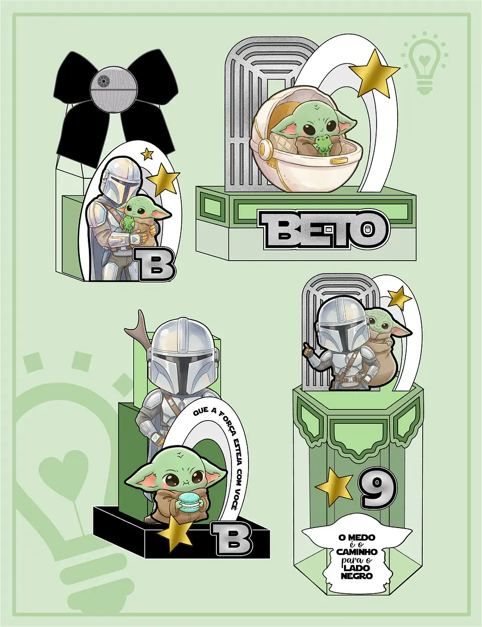 Arquivo de Corte Kit Festa Baby Yoda 3 1