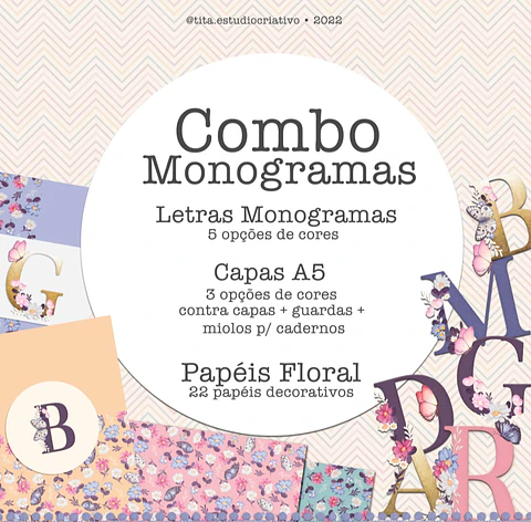 Kit Digital Combo Monograma Floral 83