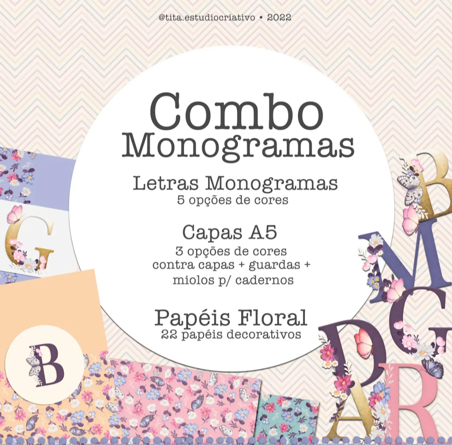 Kit Digital Combo Monograma Floral 83 1