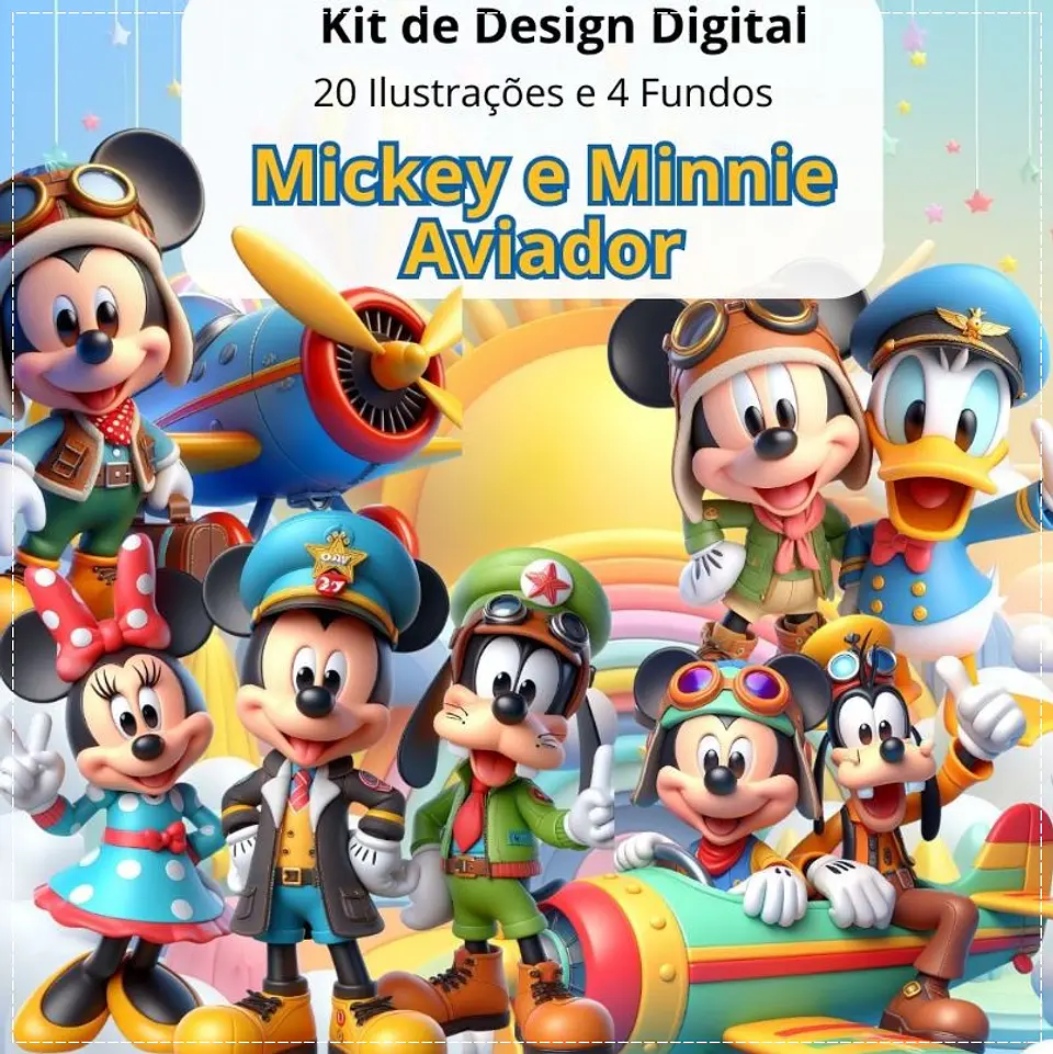 Kit Digital Mickey Aviador 20 1