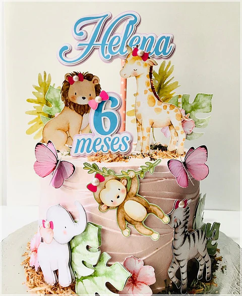 Arquivo de Corte Topo de Bolo Safari Rosa Menina 8