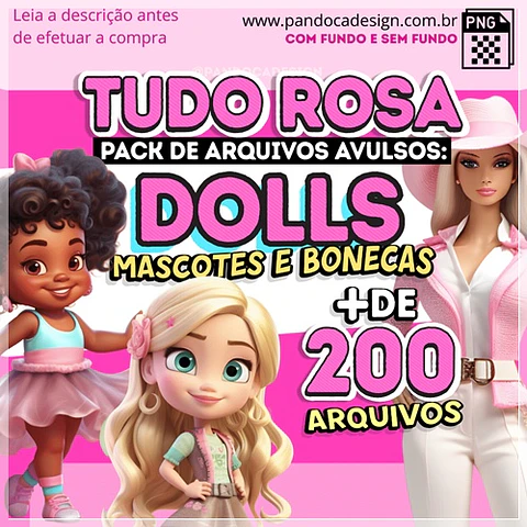 Kit Digital Tudo Rosa Bonequinhas 51