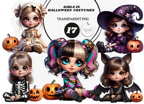 Kit Digital Meninas Fantasias Halloween 2