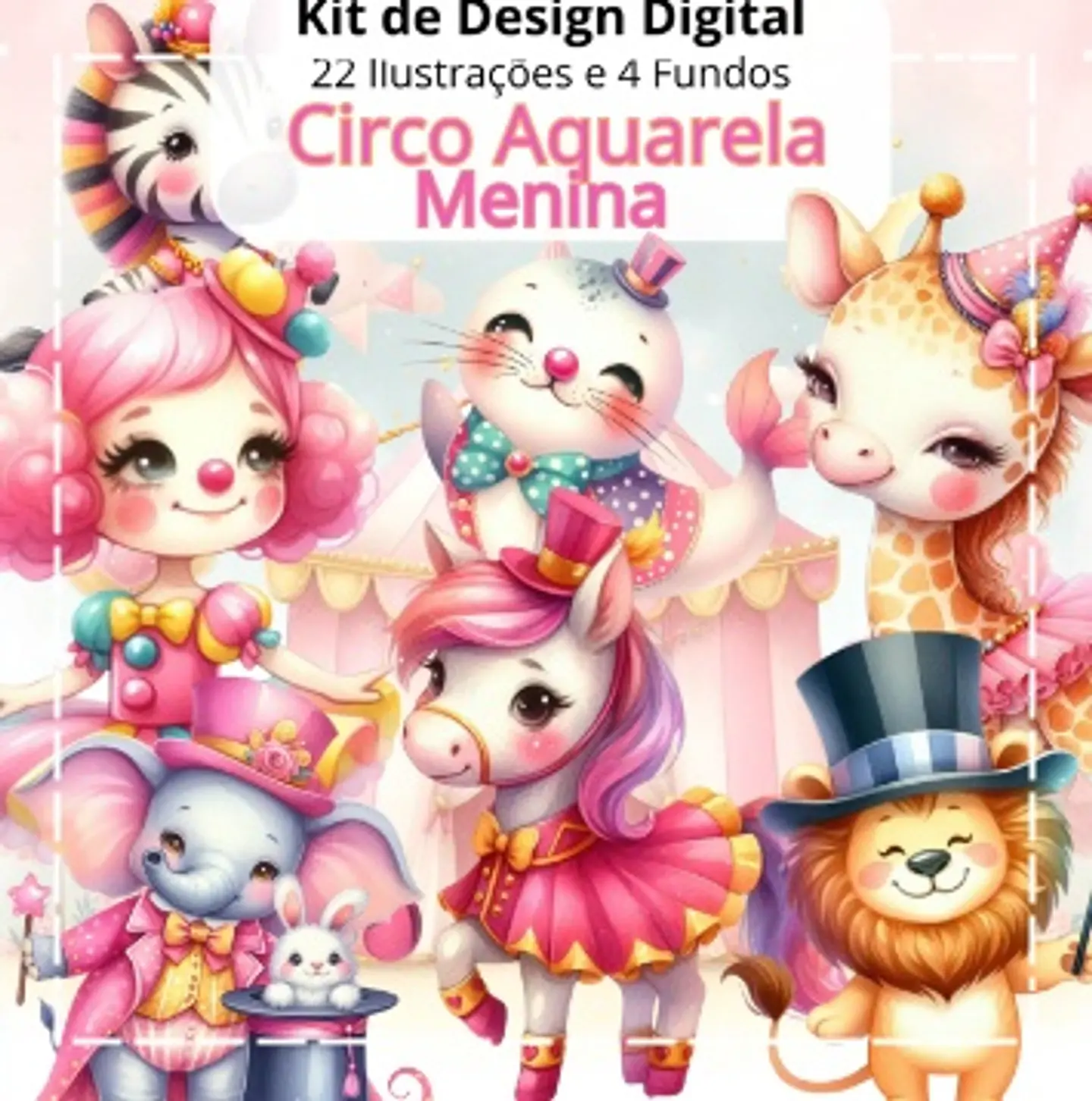 Kit Digital Circo Aquarela Menina 7 1