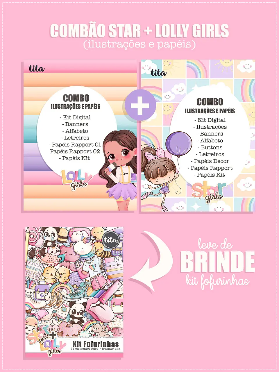 Kit Digital Combão Star Lolly Bonequinhas 96 1