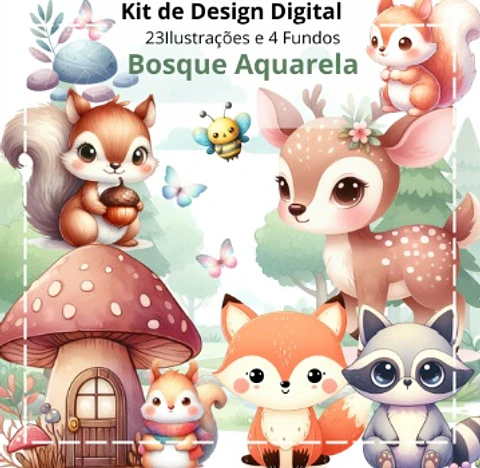 Kit Digital Bosque Aquarela 4