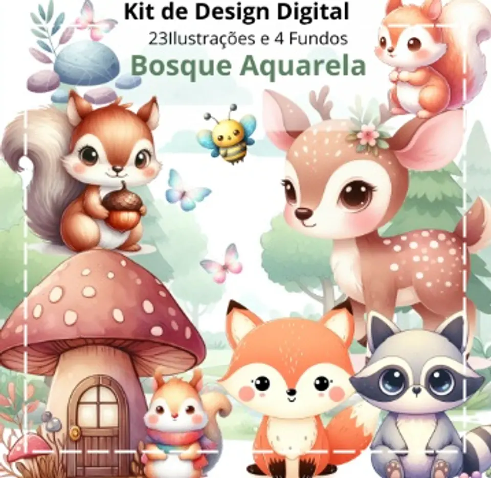 Kit Digital Bosque Aquarela 4 1