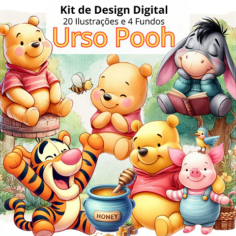 Kit Digital Urso Pooh Personalizado 49