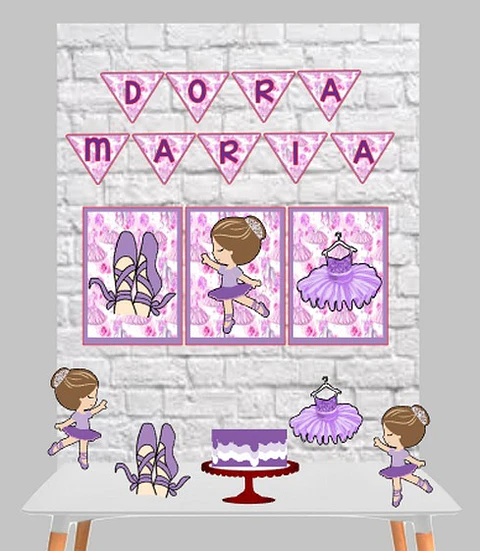 Arquivo de Corte Kit Festa Só um Bolinho Bailarina Lilás 1