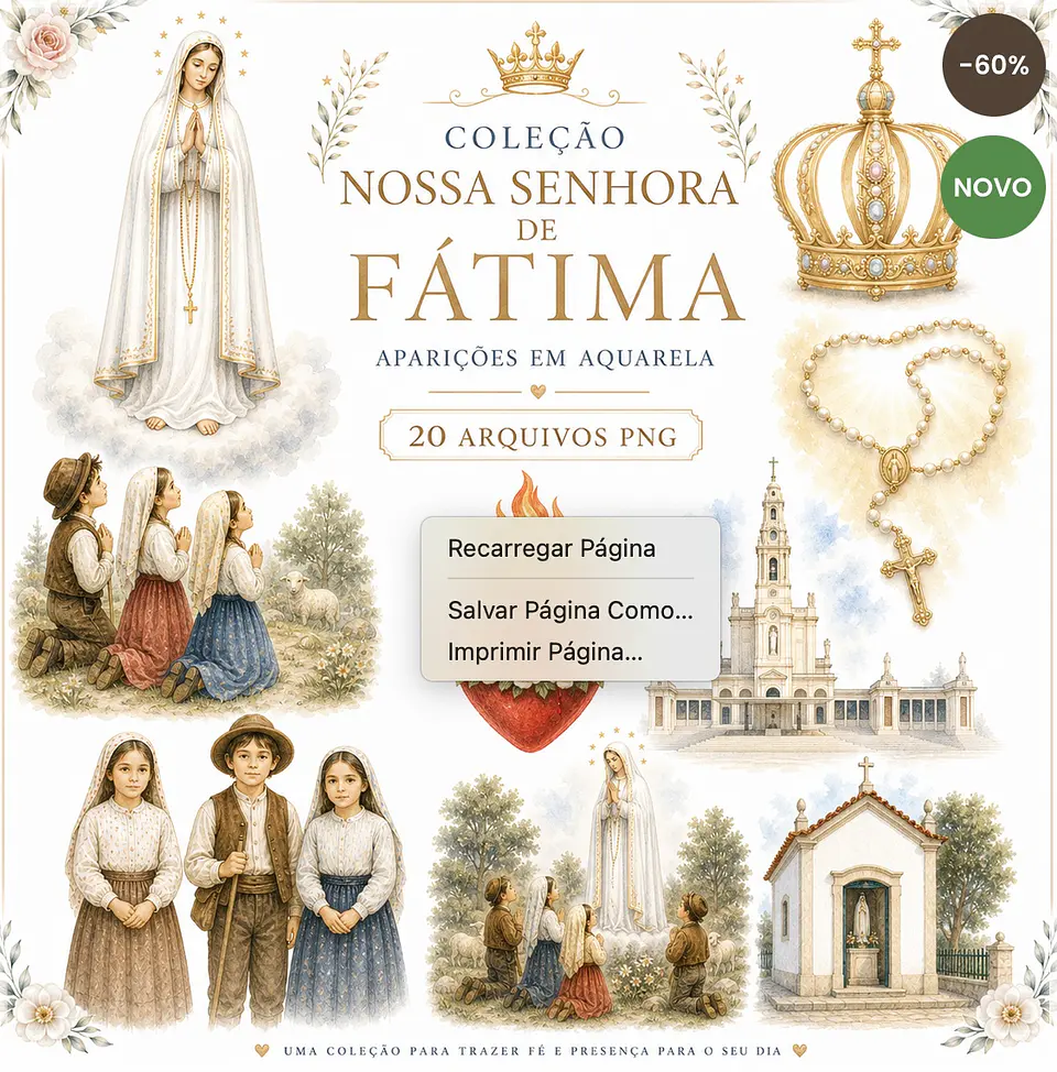 Kit Digital Nossa Senhora de Fátima Aparições em Aquarela 12 1