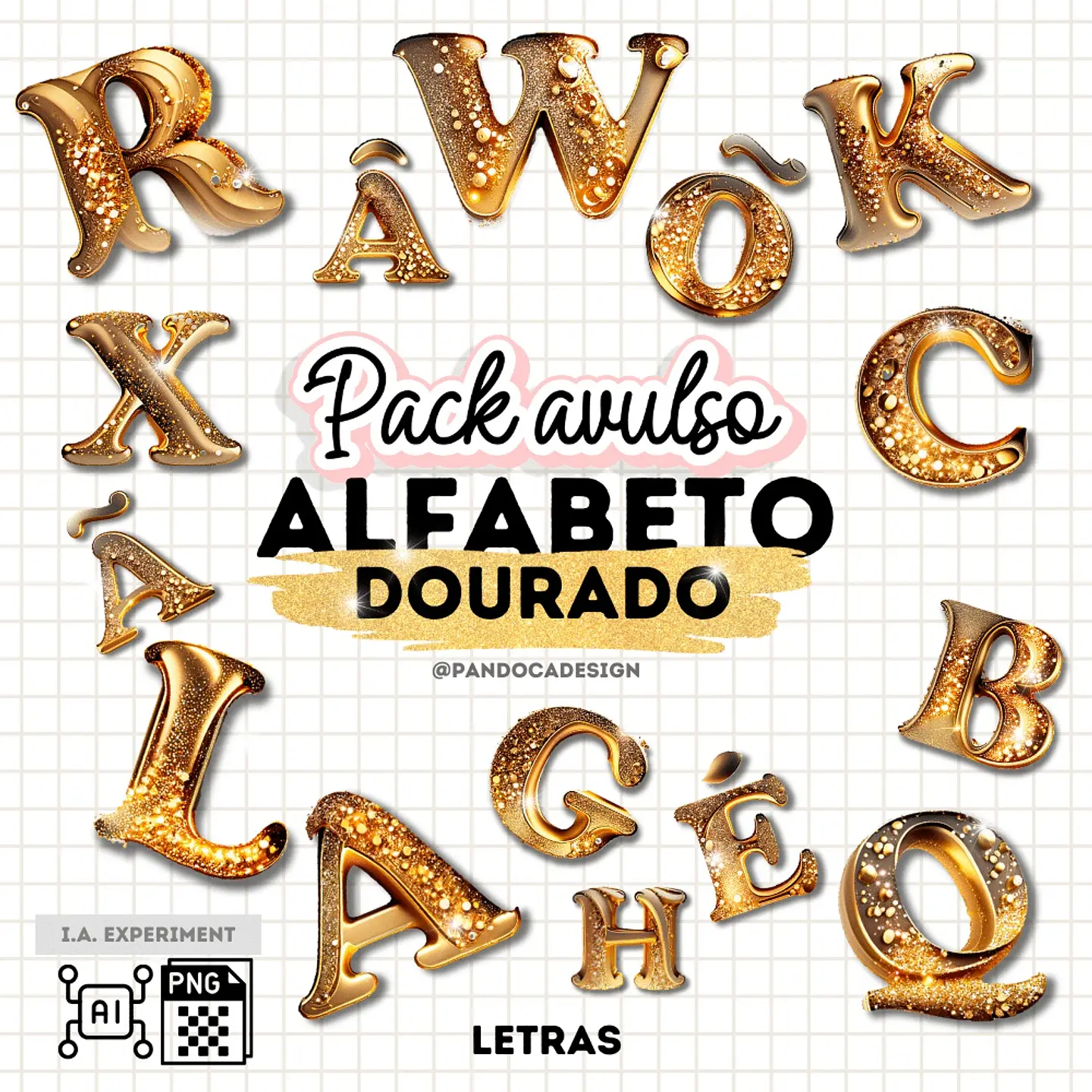 Kit Digital Alfabeto Dourado 5 1