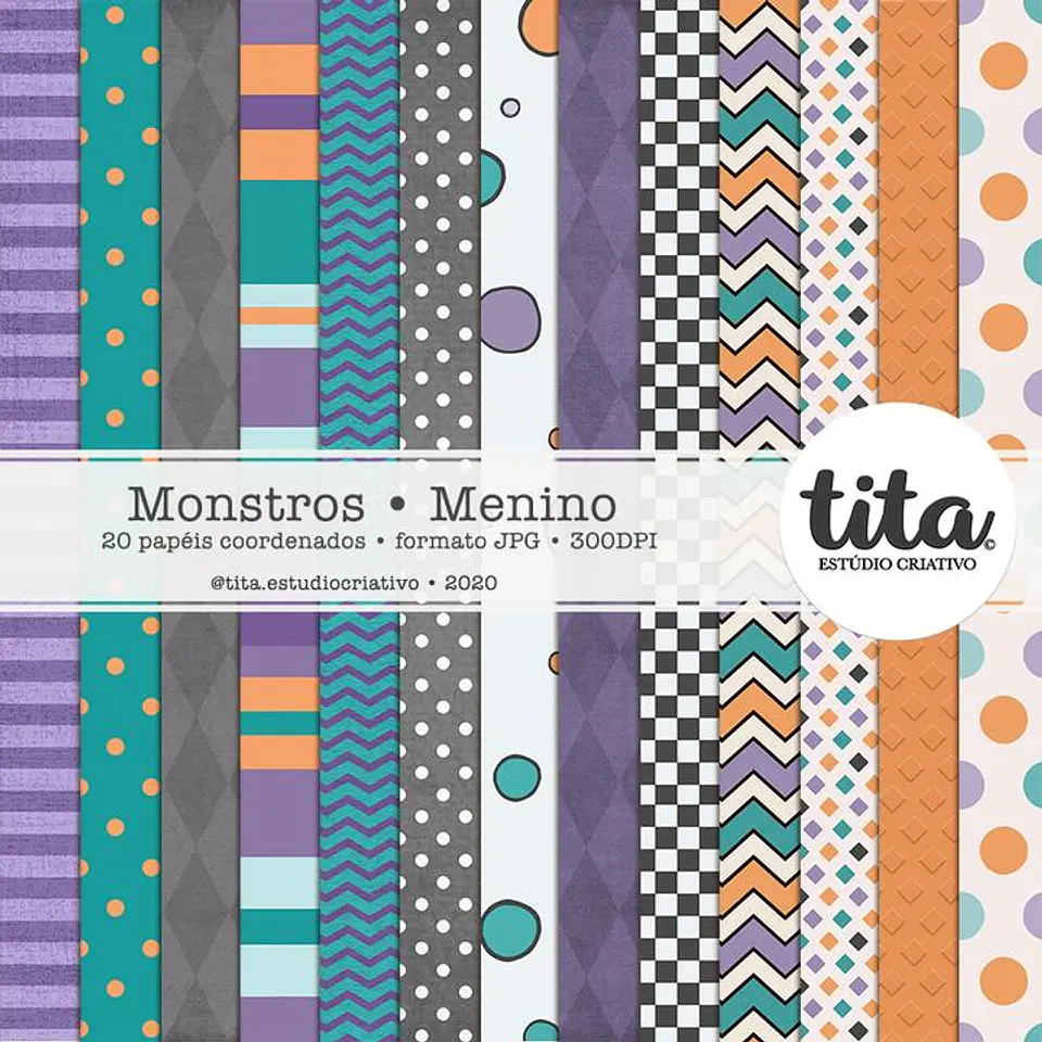 Kit Digital Monstros Papéis Menino (Extra) 189 1