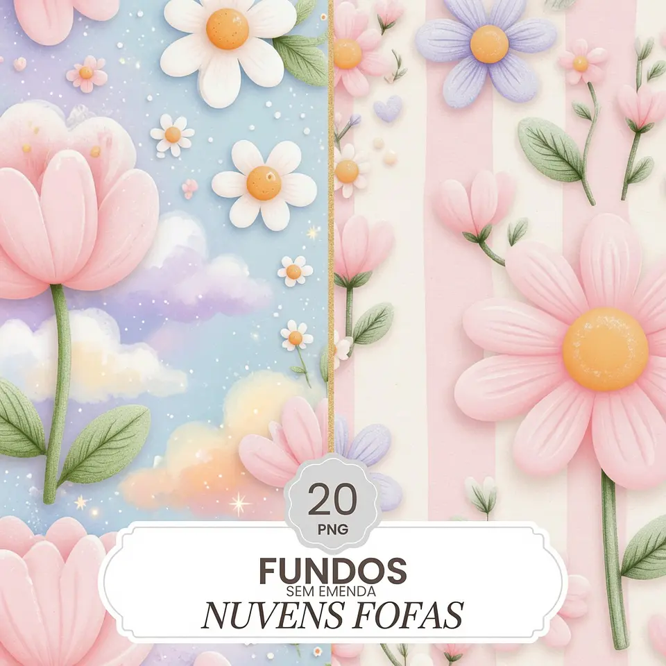 Kit Digital Papeis Floral Aquarela 4 1