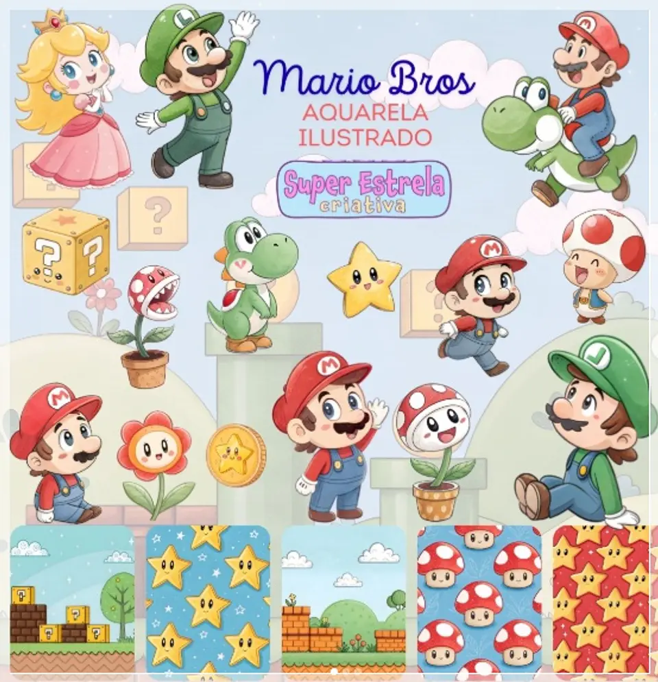 Kit Digital Mario Aquarela 40 1