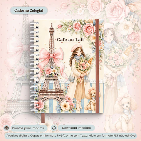 Encadernação - Caderno Colegial Colecão Café au Lait
