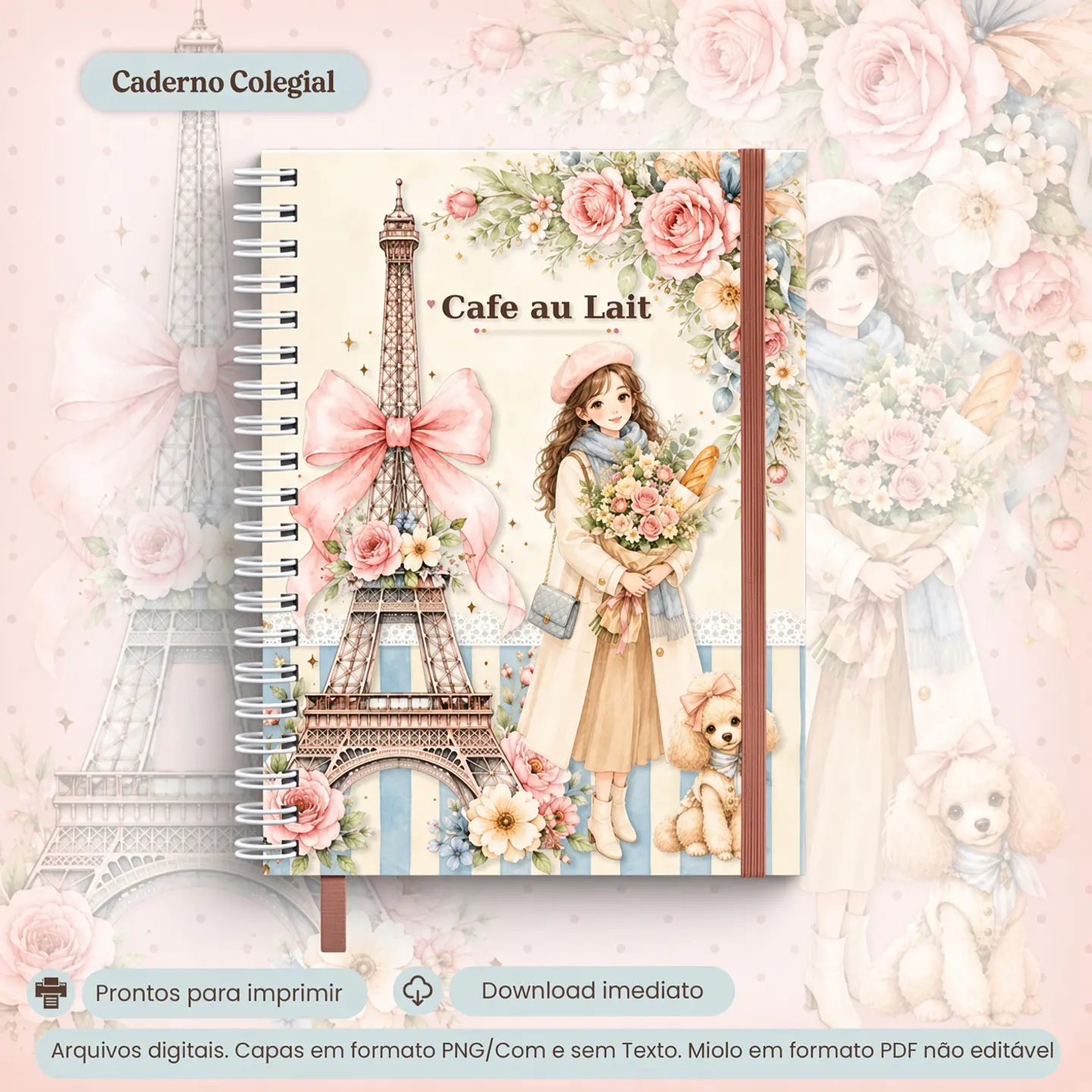 Encadernação - Caderno Colegial Colecão Café au Lait 1