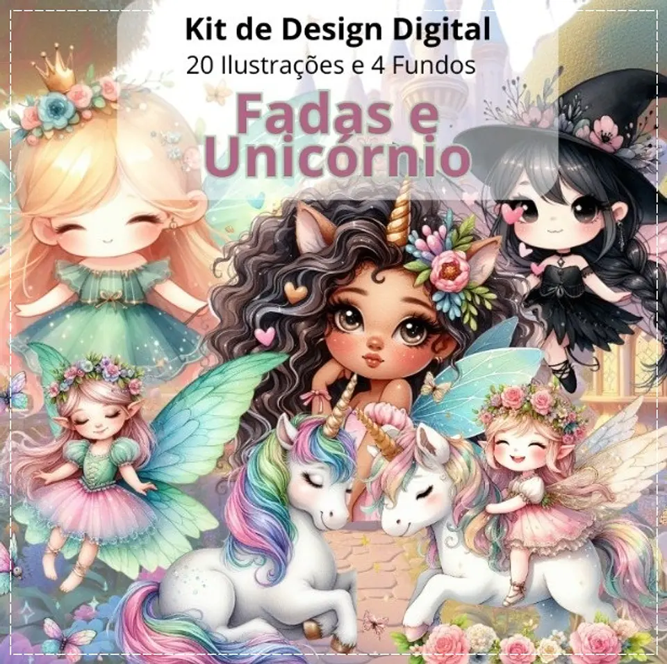 Kit Digital Fadas e Unicornios 11 1