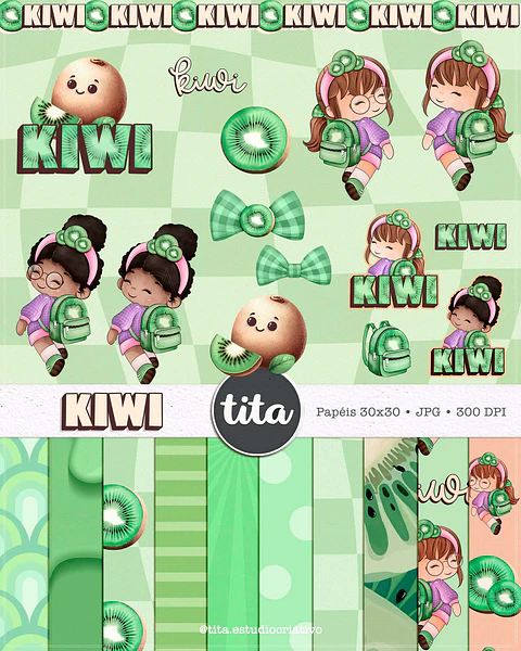 Kit Digital Bonequinhas Frutinha Fruit G Kiwi 29