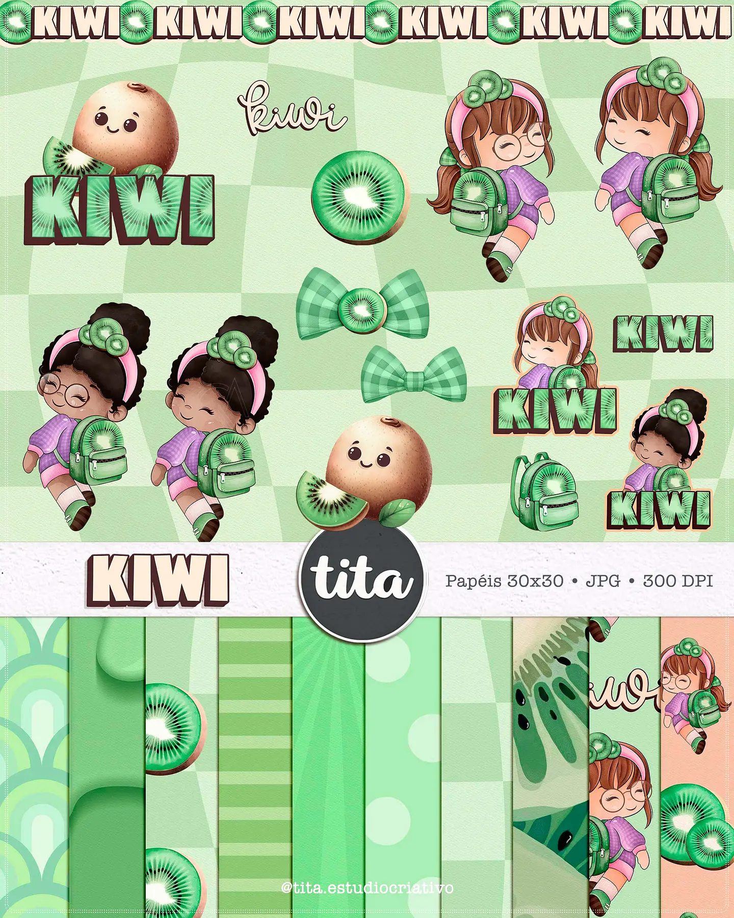 Kit Digital Bonequinhas Frutinha Fruit G Kiwi 29 1