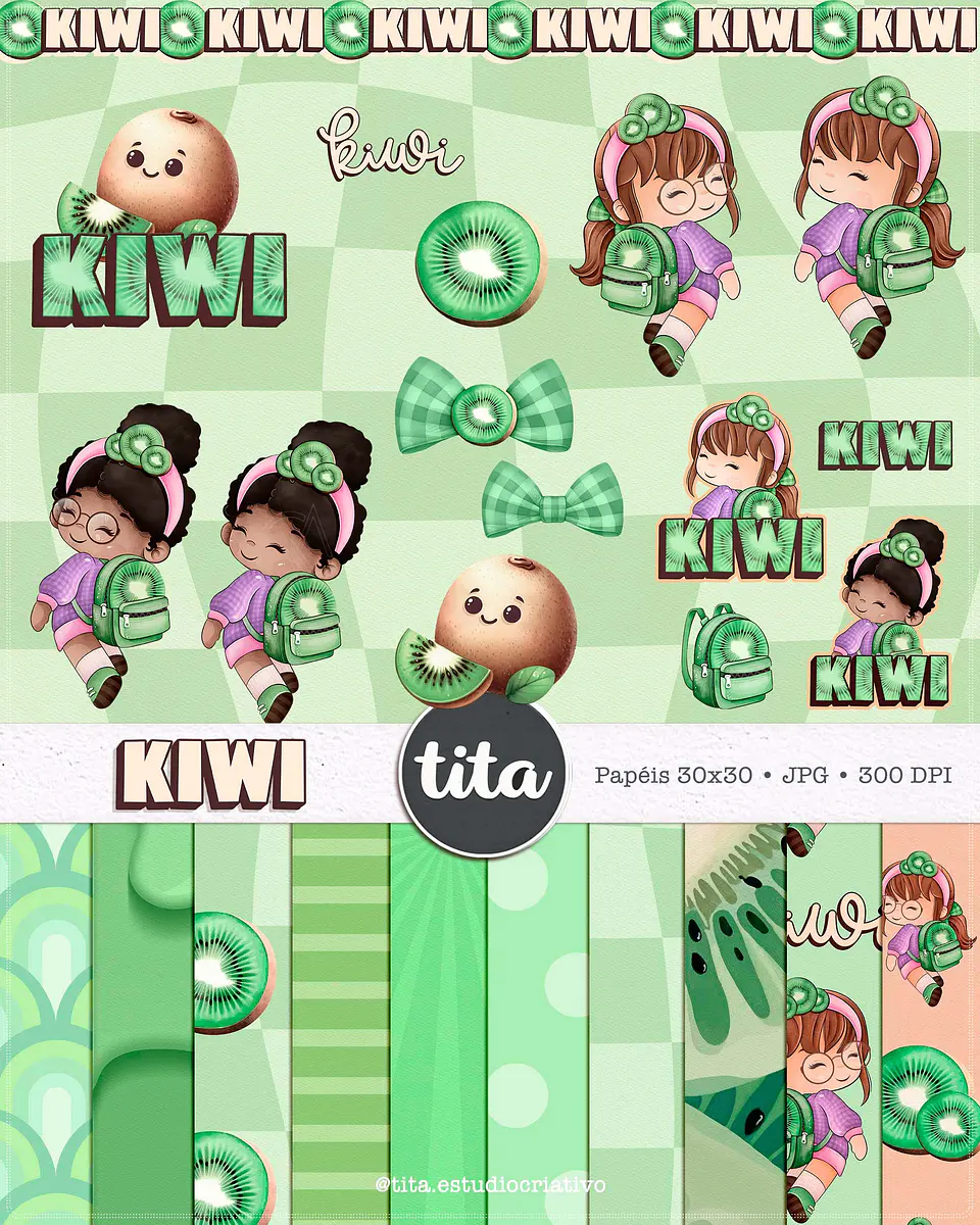 Kit Digital Bonequinhas Frutinha Fruit G Kiwi 29 1