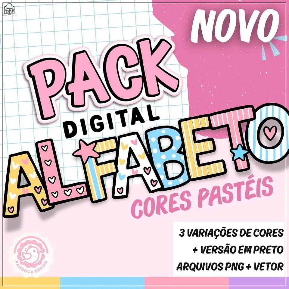 Kit Digital Alfabeto Cores Pastéis Menina 4 1