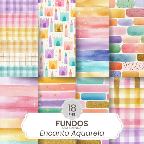 Kit Digital Papeis Aquarela Encanto 3