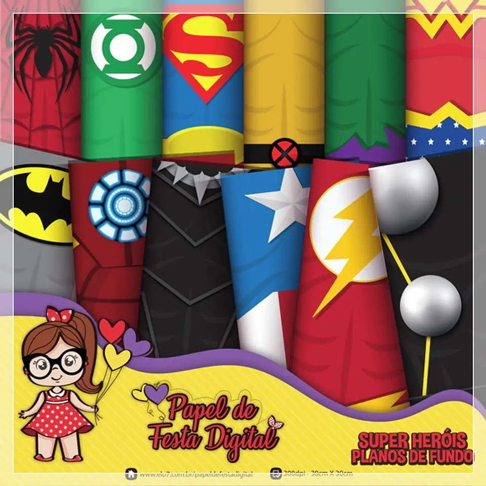 Kit Digital Digital Super Heróis Planos de Fundo 34 1