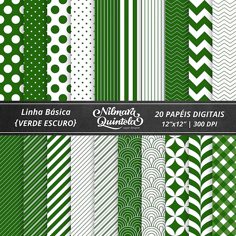 Kit Digital Papeis Basico Verde Escuro 31