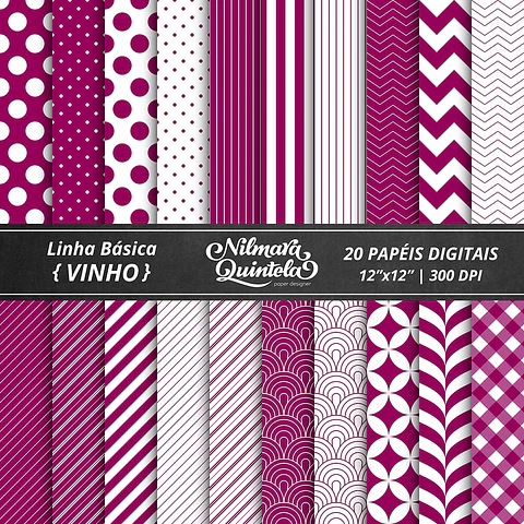 Kit Digital Papeis Basico Vinho 35