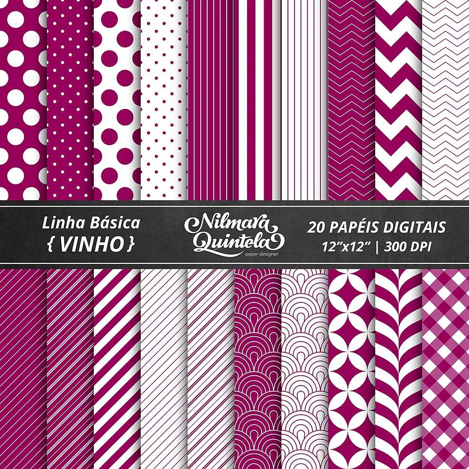 Kit Digital Papeis Basico Vinho 35 1