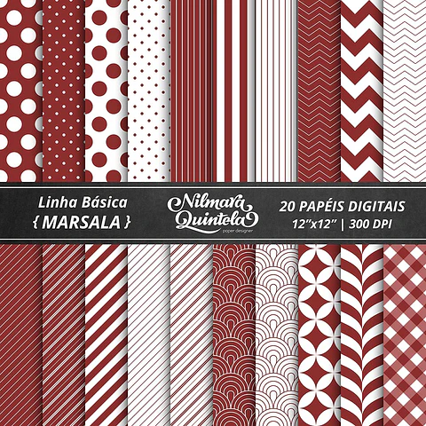 Kit Digital Papeis Basico Marsala 19