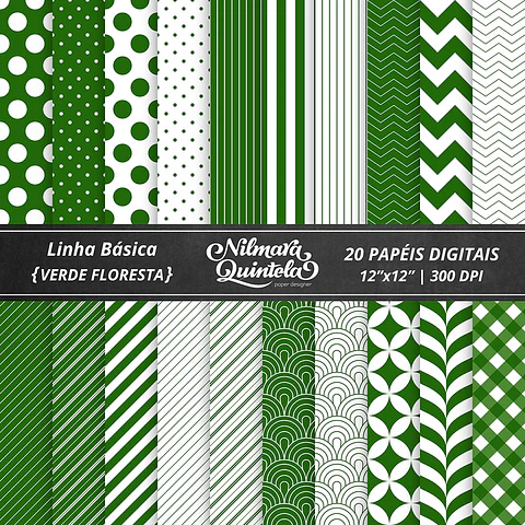 Kit Digital Papeis Basico Verde Floresta 33