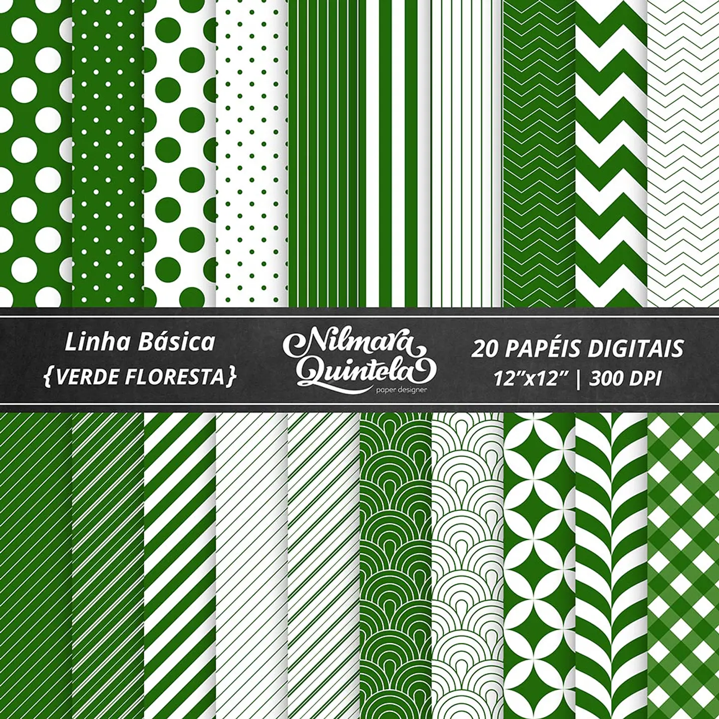 Kit Digital Papeis Basico Verde Floresta 33 1