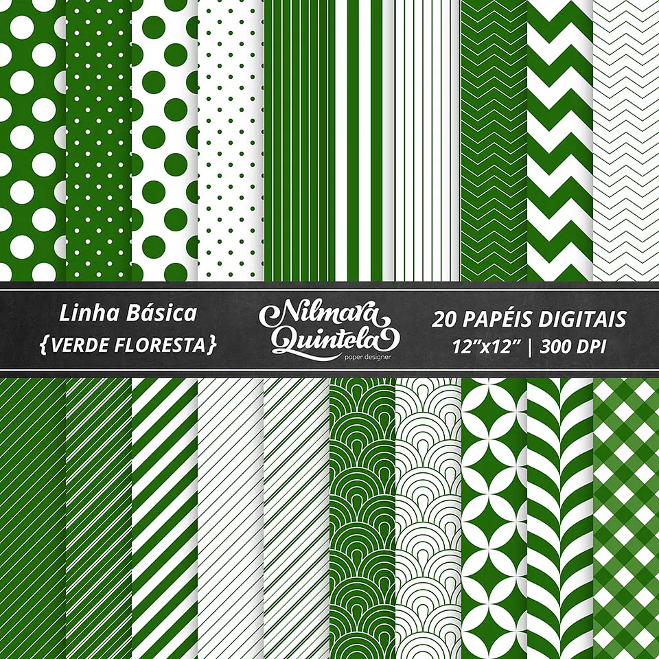 Kit Digital Papeis Basico Verde Floresta 33 1