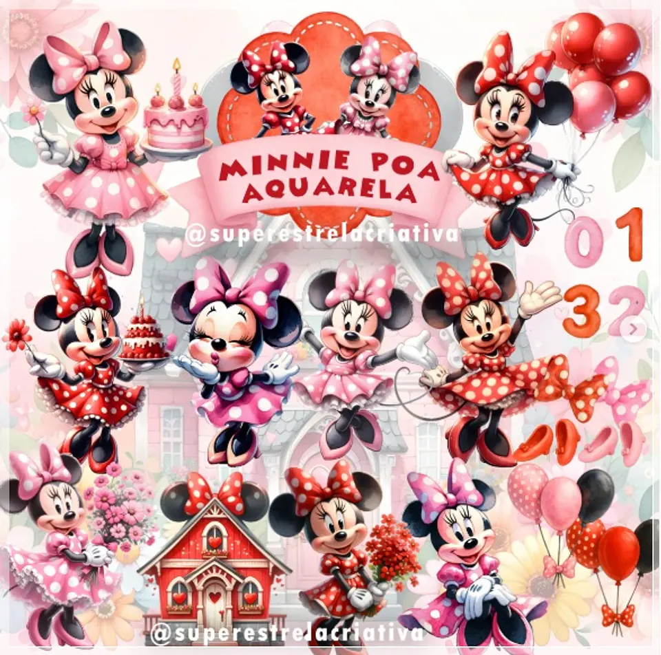 Kit Digital Minnie Poa Aquarela 45 1