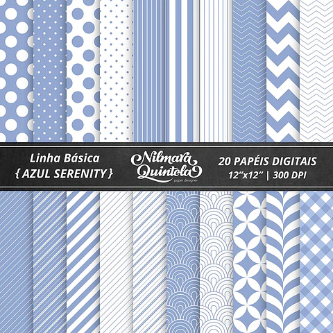 Kit Digital Papeis Basico Azul Serenity 8
