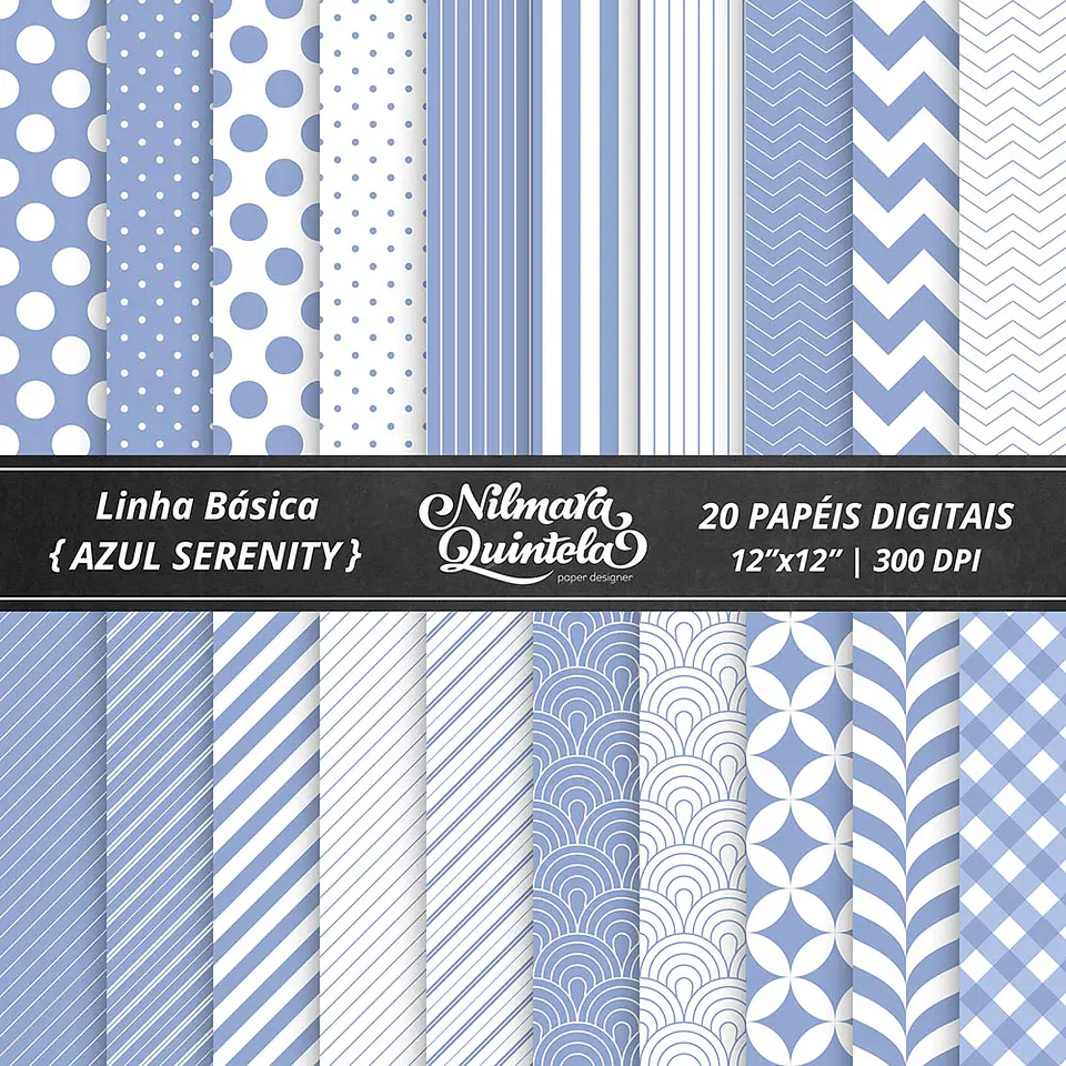 Kit Digital Papeis Basico Azul Serenity 8 1